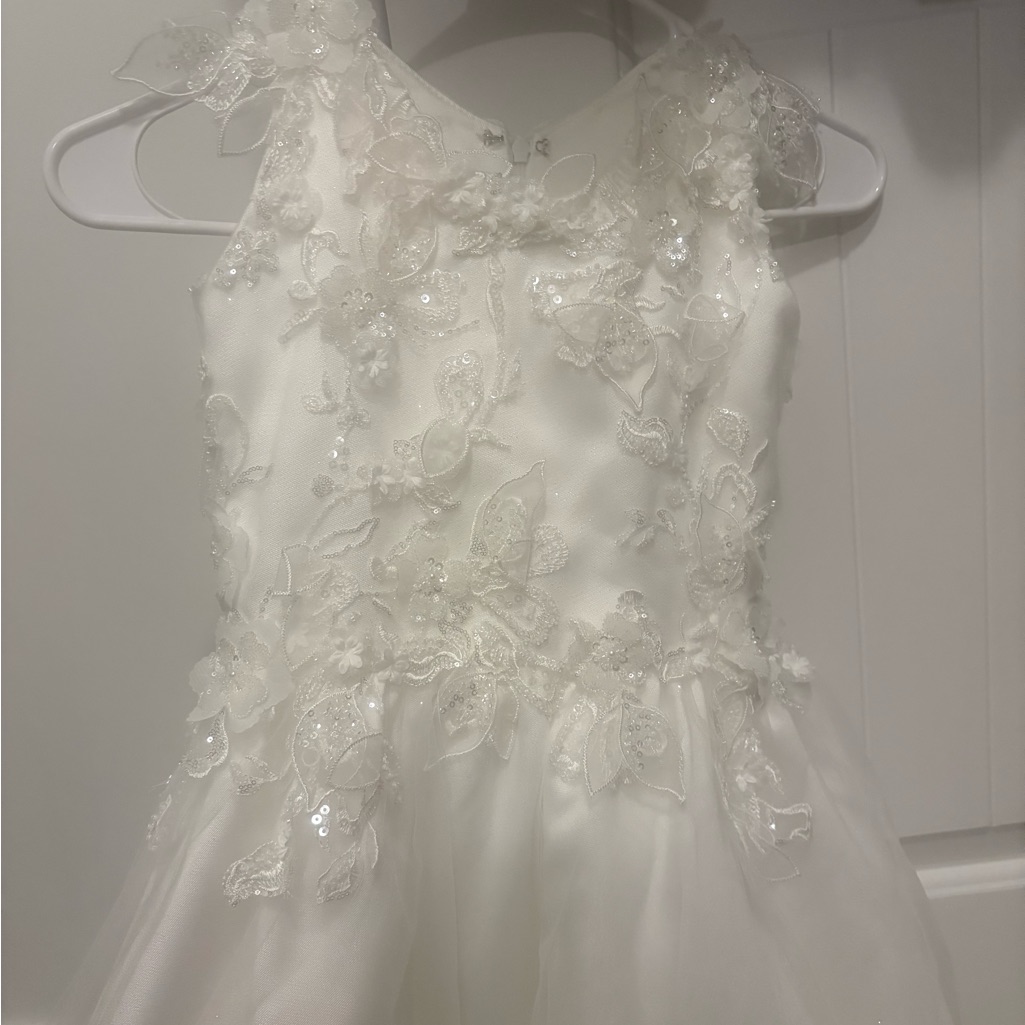 Elegant White Floral Kids Dress